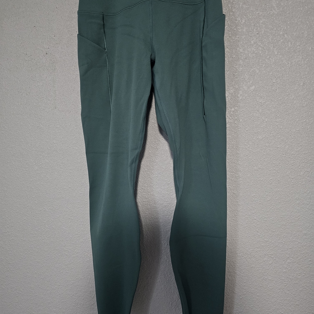 High-Waist Forest Green Leggings with Side Pockets
